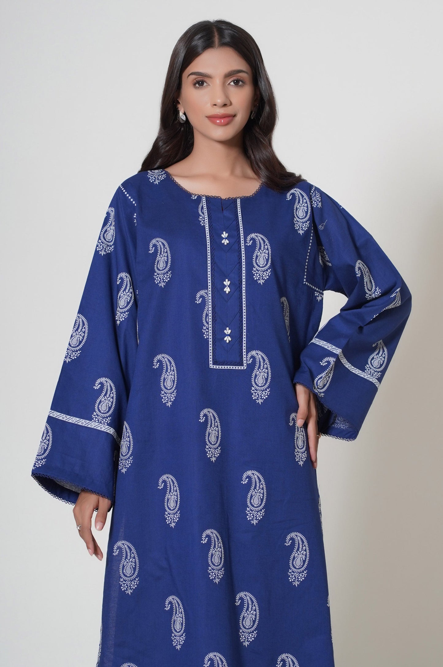 Unstitched 1 Piece Puff Printed Cambric Shirt