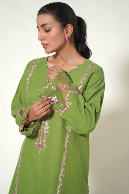 Unstitched 1 Piece Embroidered Khaddar Shirt