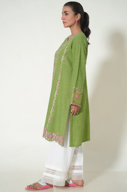 Unstitched 1 Piece Embroidered Khaddar Shirt