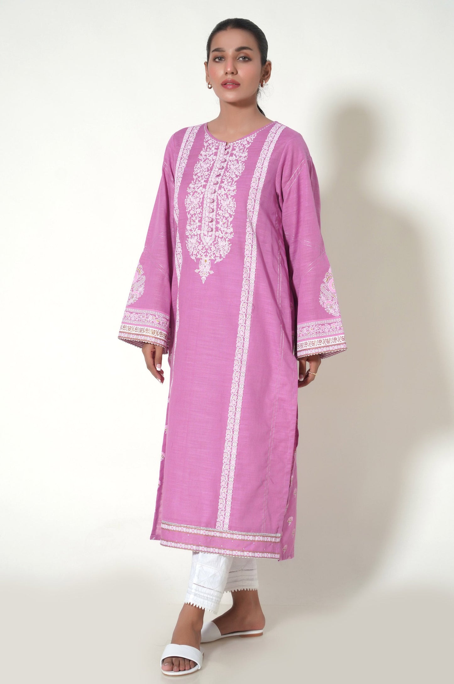 Stitched 1 Piece Paste Printed Khaddar Shirt