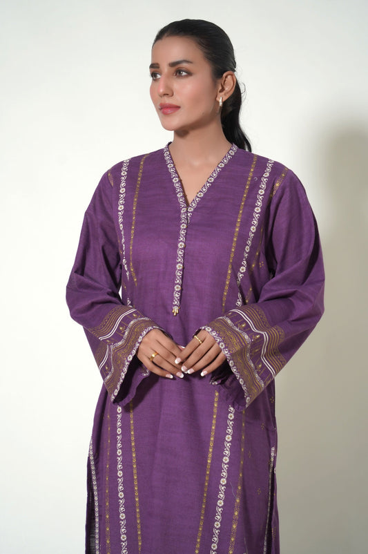 Stitched 1 Piece Paste Printed Khaddar Shirt