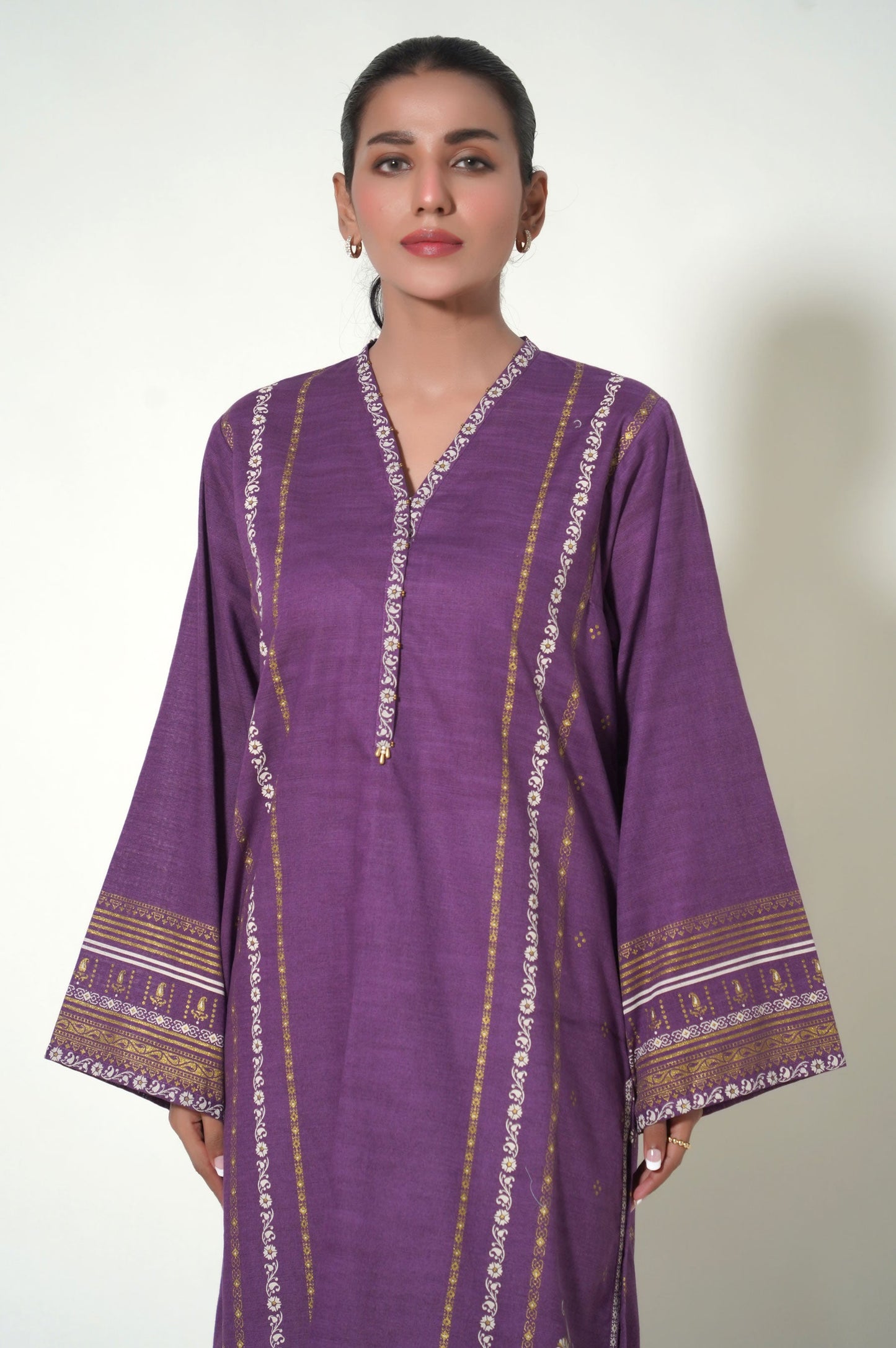 Unstitched 1 Piece Paste Printed Khaddar Shirt