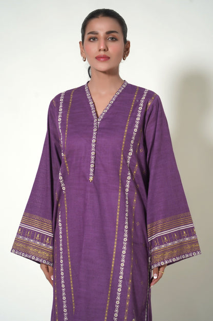 Stitched 1 Piece Paste Printed Khaddar Shirt