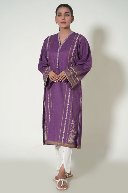Unstitched 1 Piece Paste Printed Khaddar Shirt