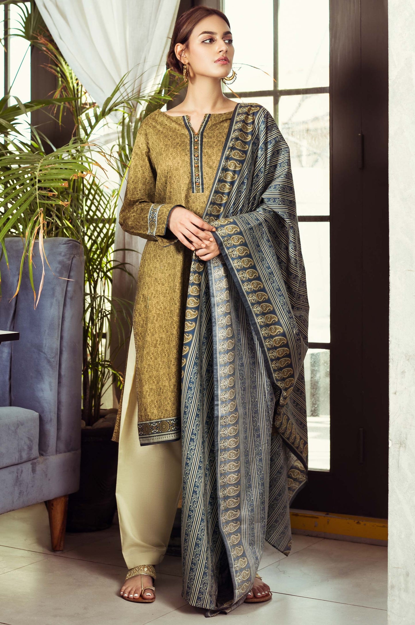 Unstitched 2 Piece Printed Cambric Suit