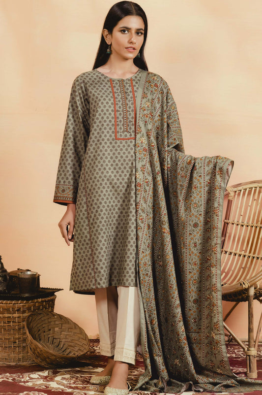 Unstitched 2 Piece Printed Khaddar Suit