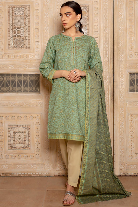 Unstitched 2 Piece Printed Khaddar Suit
