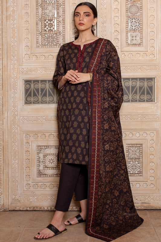 Unstitched 2 Piece Embroidered Khaddar Suit