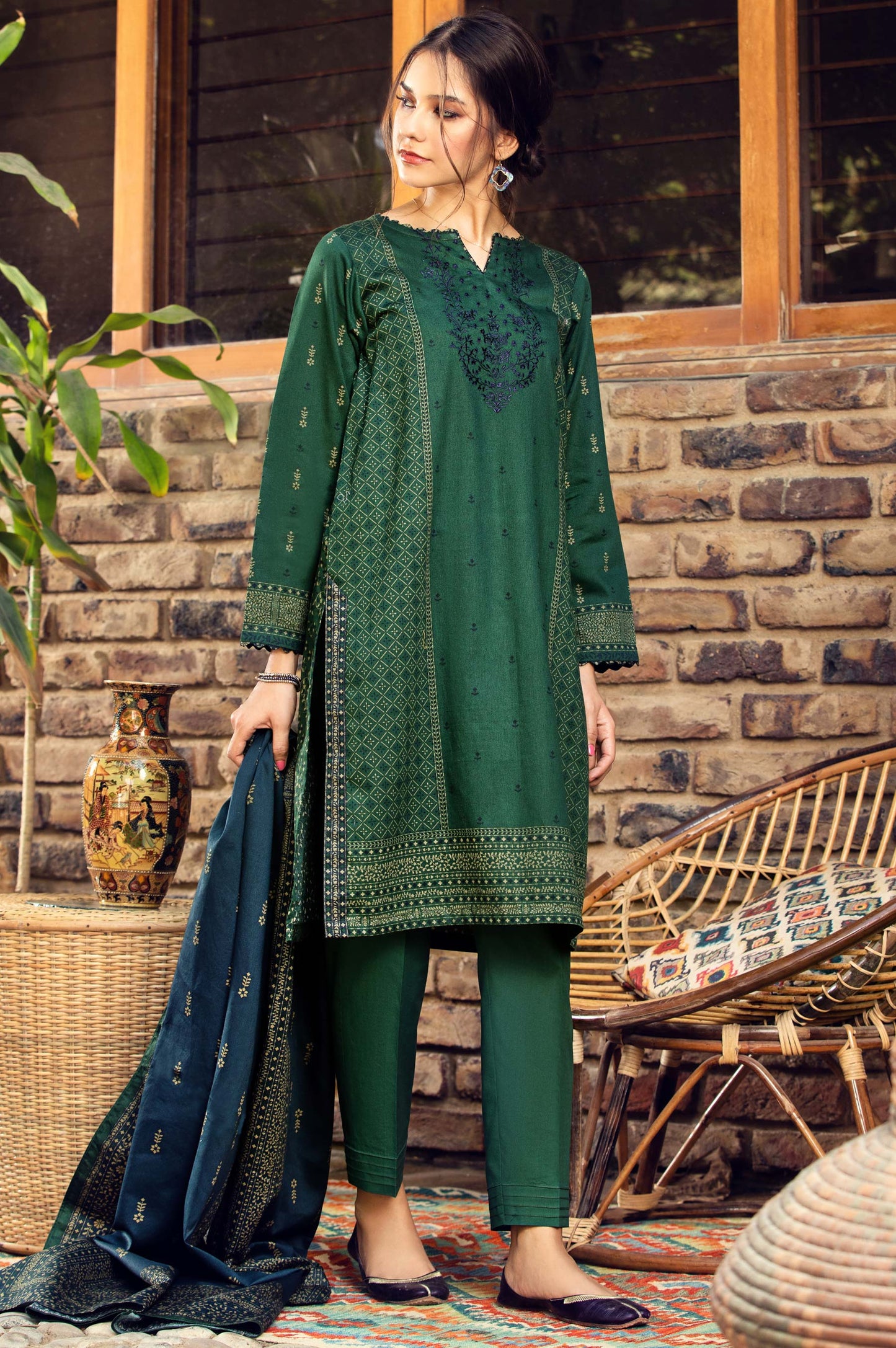 Unstitched 2 Piece Embroidered Cottel Suit