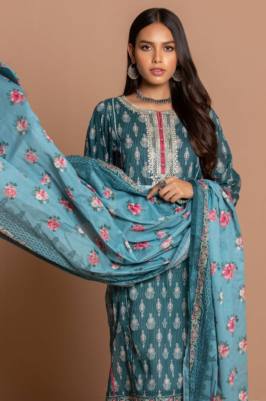 Stitched 2 Piece Embroidered Cambric Suit
