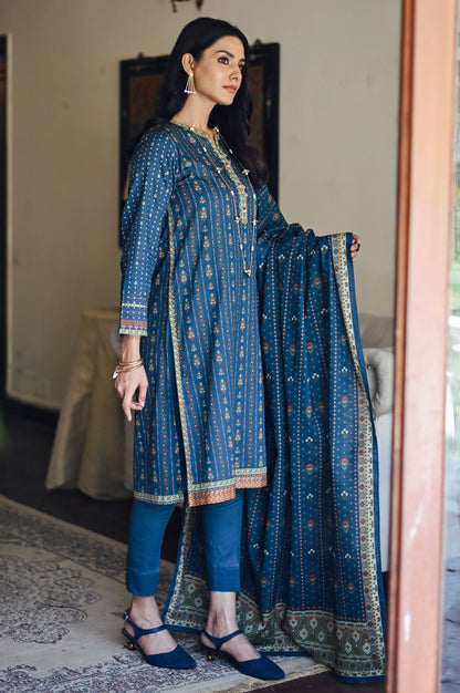 Stitched 2 Piece Printed Cottel Suit