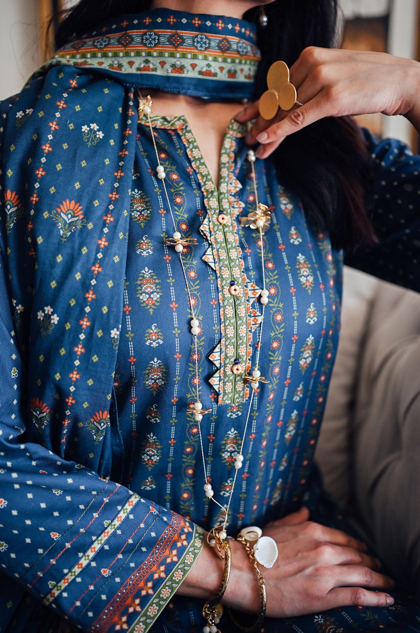 Stitched 2 Piece Printed Cottel Suit