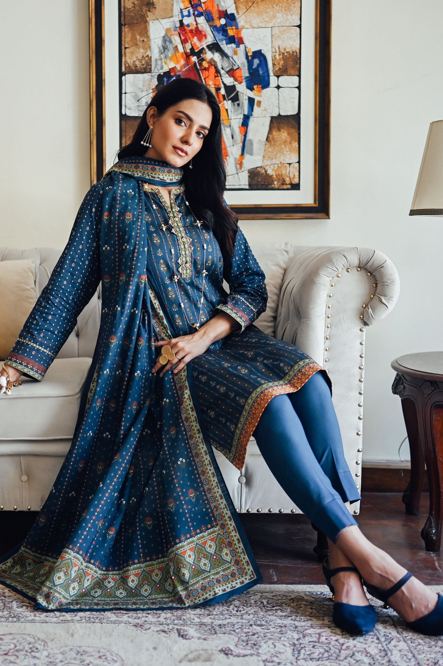 Stitched 2 Piece Printed Cottel Suit