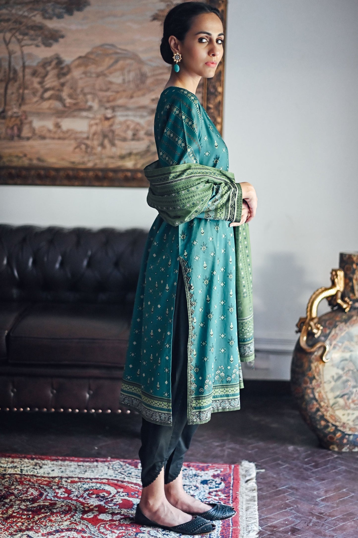 Stitched 2 Piece Embroidered Cottel Suit