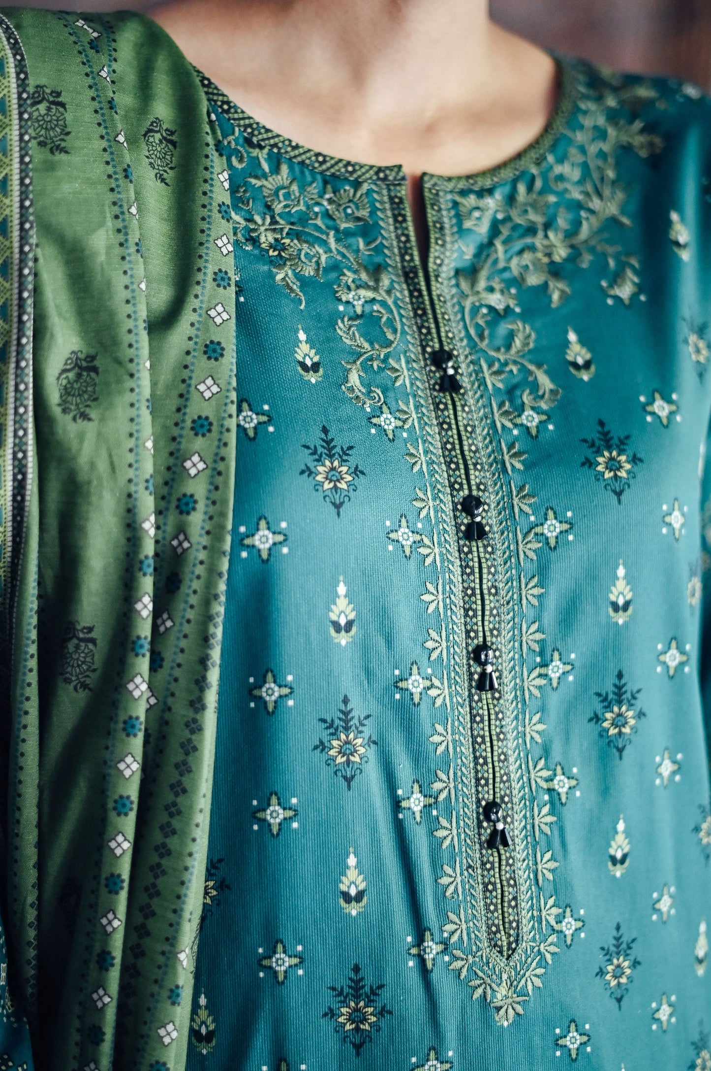 Stitched 2 Piece Embroidered Cottel Suit