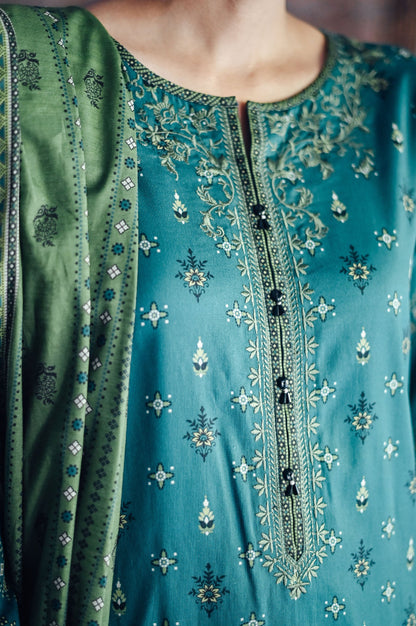 Stitched 2 Piece Embroidered Cottel Suit