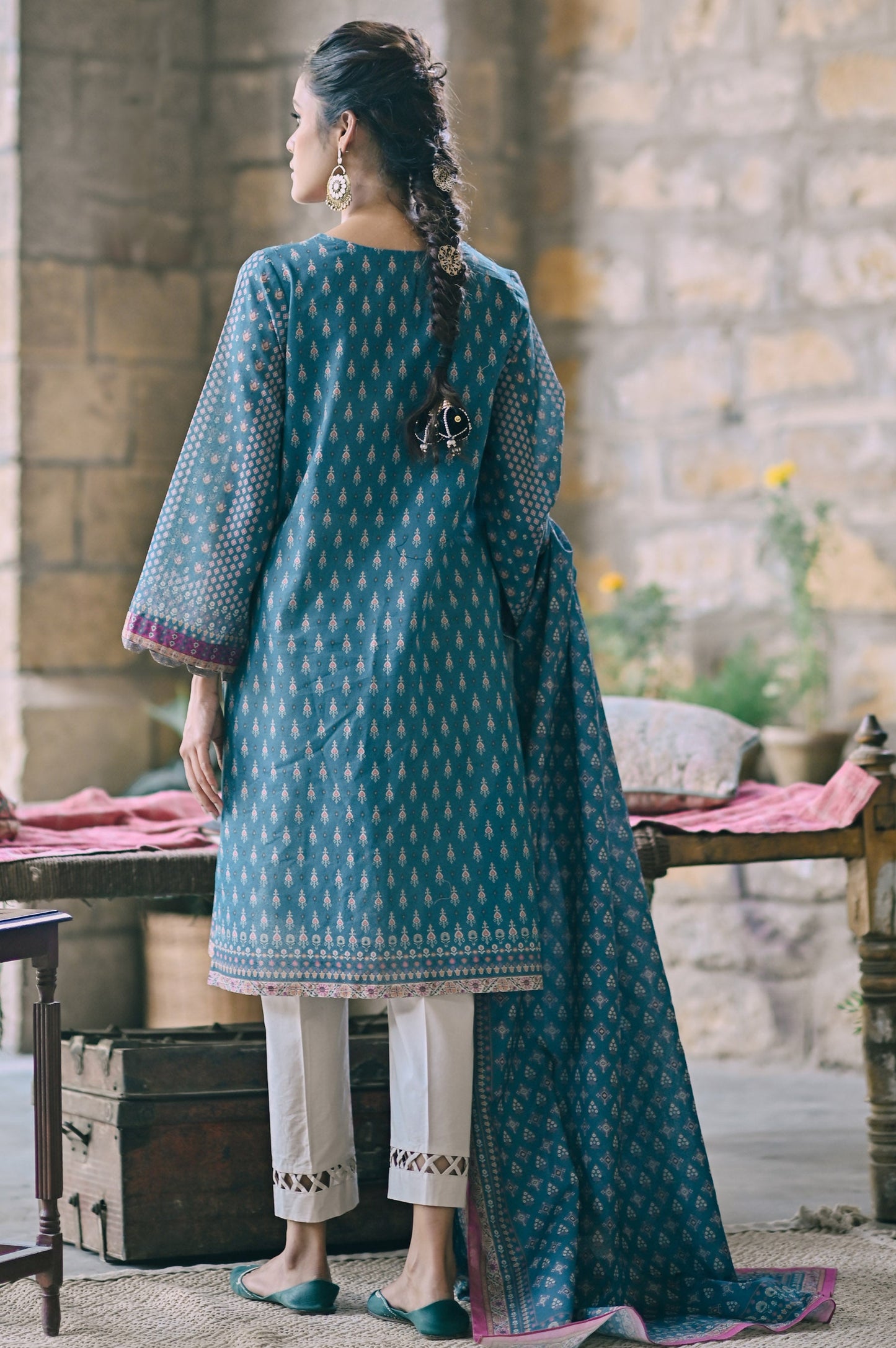 Stitched 2 Piece Printed Karandi Suit