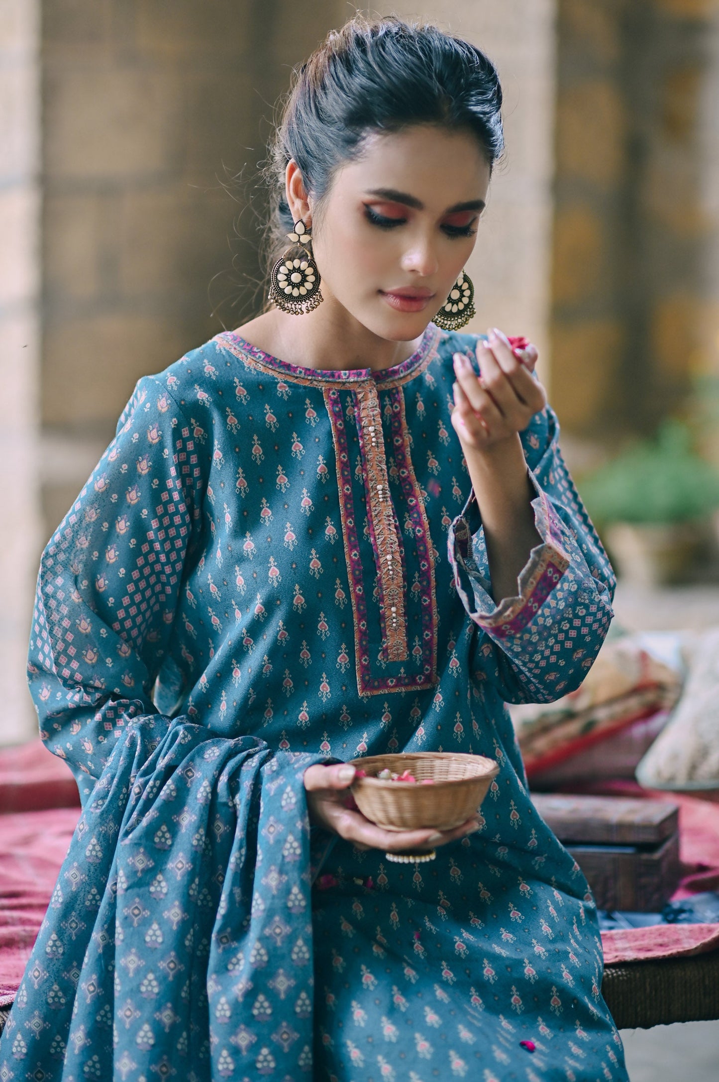 Stitched 2 Piece Printed Karandi Suit