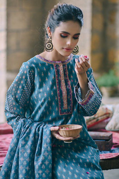 Stitched 2 Piece Printed Karandi Suit