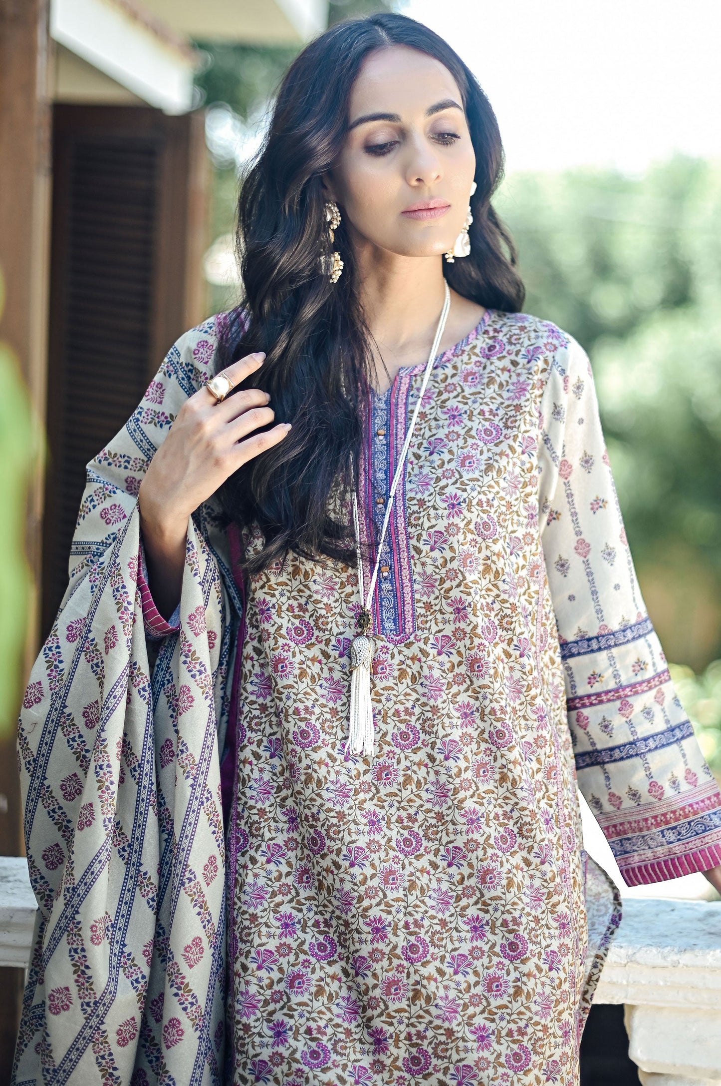 Stitched 2 Piece Printed Karandi Suit