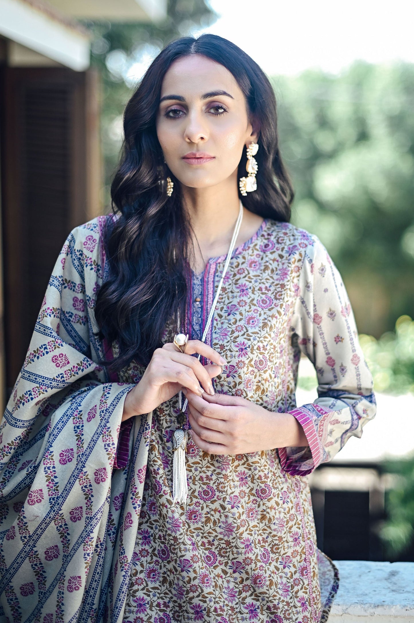 Stitched 2 Piece Printed Karandi Suit