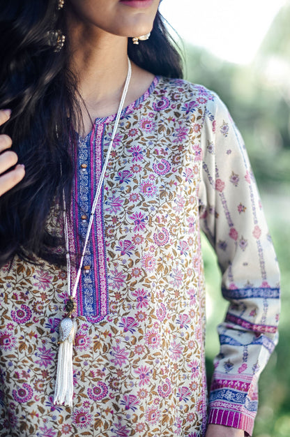 Stitched 2 Piece Printed Karandi Suit