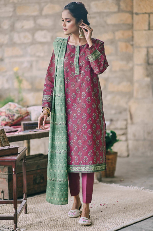 Unstitched 2 Piece Printed Karandi Suit