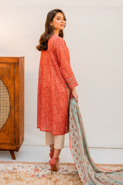 Stitched 2 Piece Embroidered Lawn with Voile Slub Suit