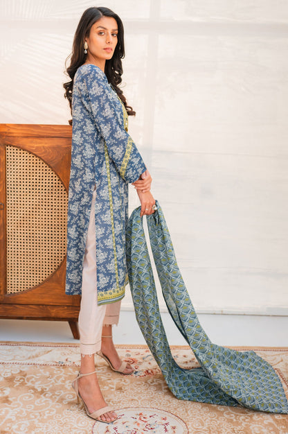 Stitched 2 Piece Embroidered Lawn with Voile Slub Suit
