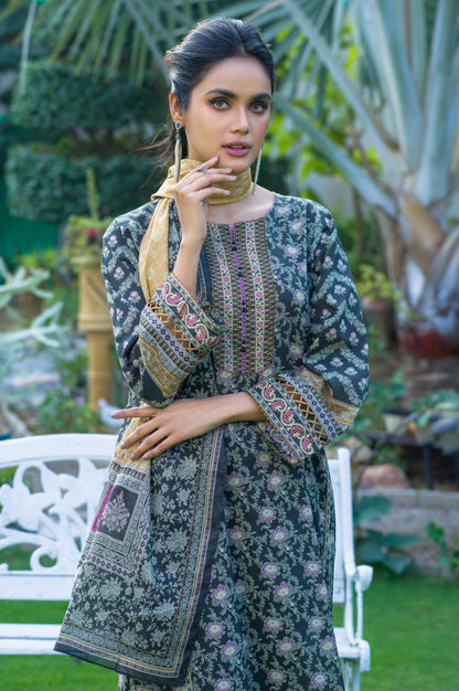 Stitched 2 Piece Printed Lawn with Cotton Net Suit