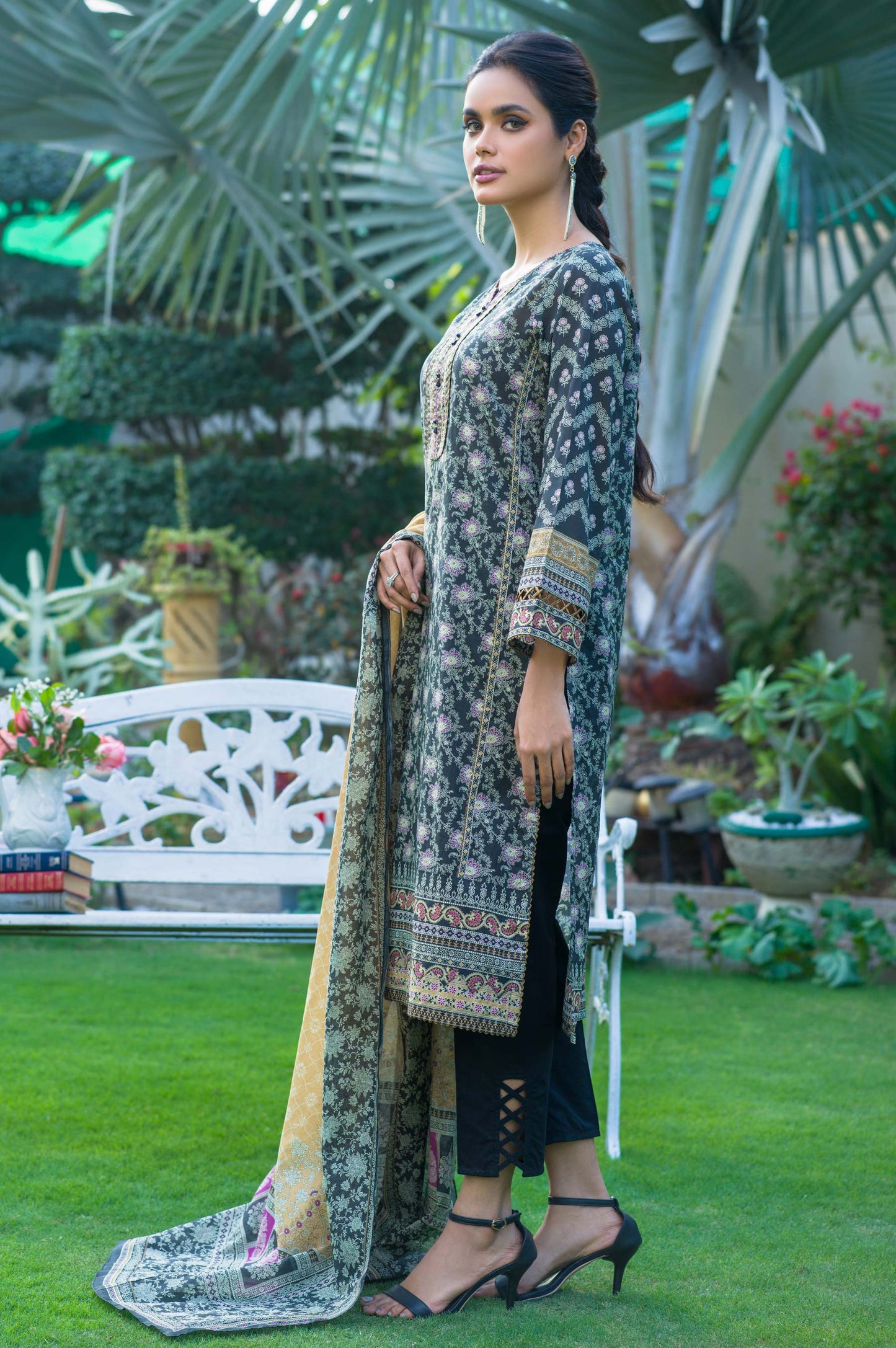 Stitched 2 Piece Printed Lawn with Cotton Net Suit
