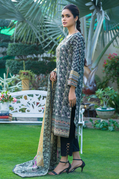 Stitched 2 Piece Printed Lawn with Cotton Net Suit