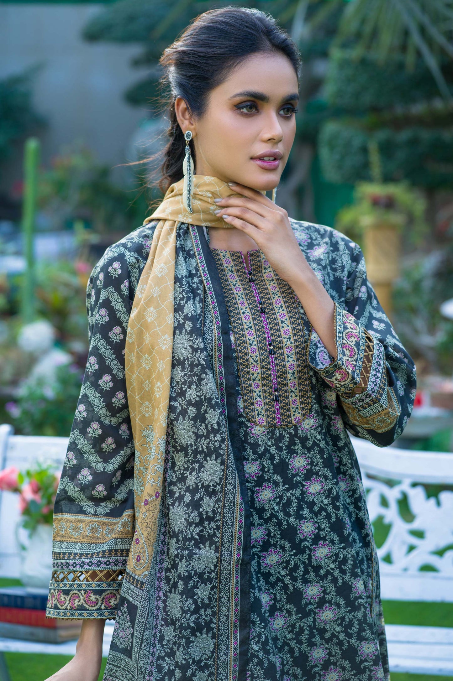 Stitched 2 Piece Printed Lawn with Cotton Net Suit