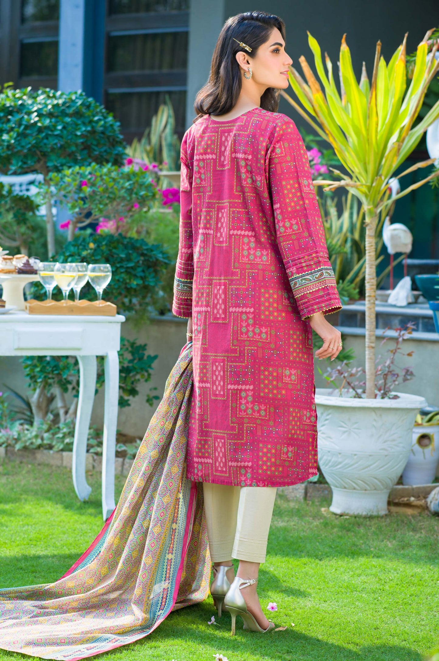Stitched 2 Piece Printed Lawn with Cotton Net Suit