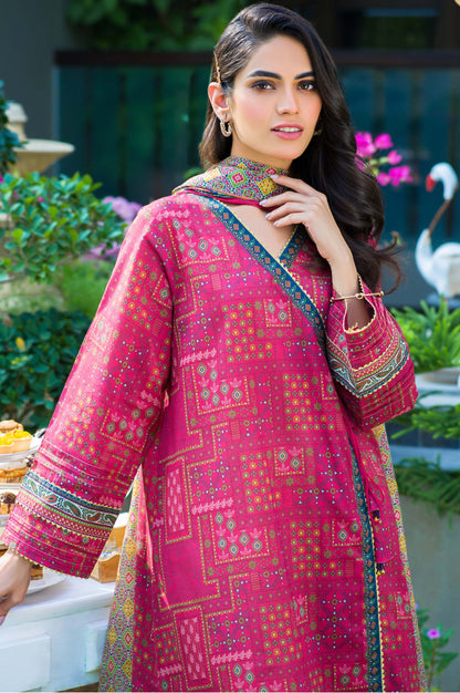 Stitched 2 Piece Printed Lawn with Cotton Net Suit