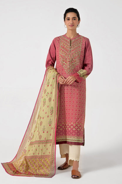 Stitched 2 Piece Embroidered Lawn with Voile Slub Suit