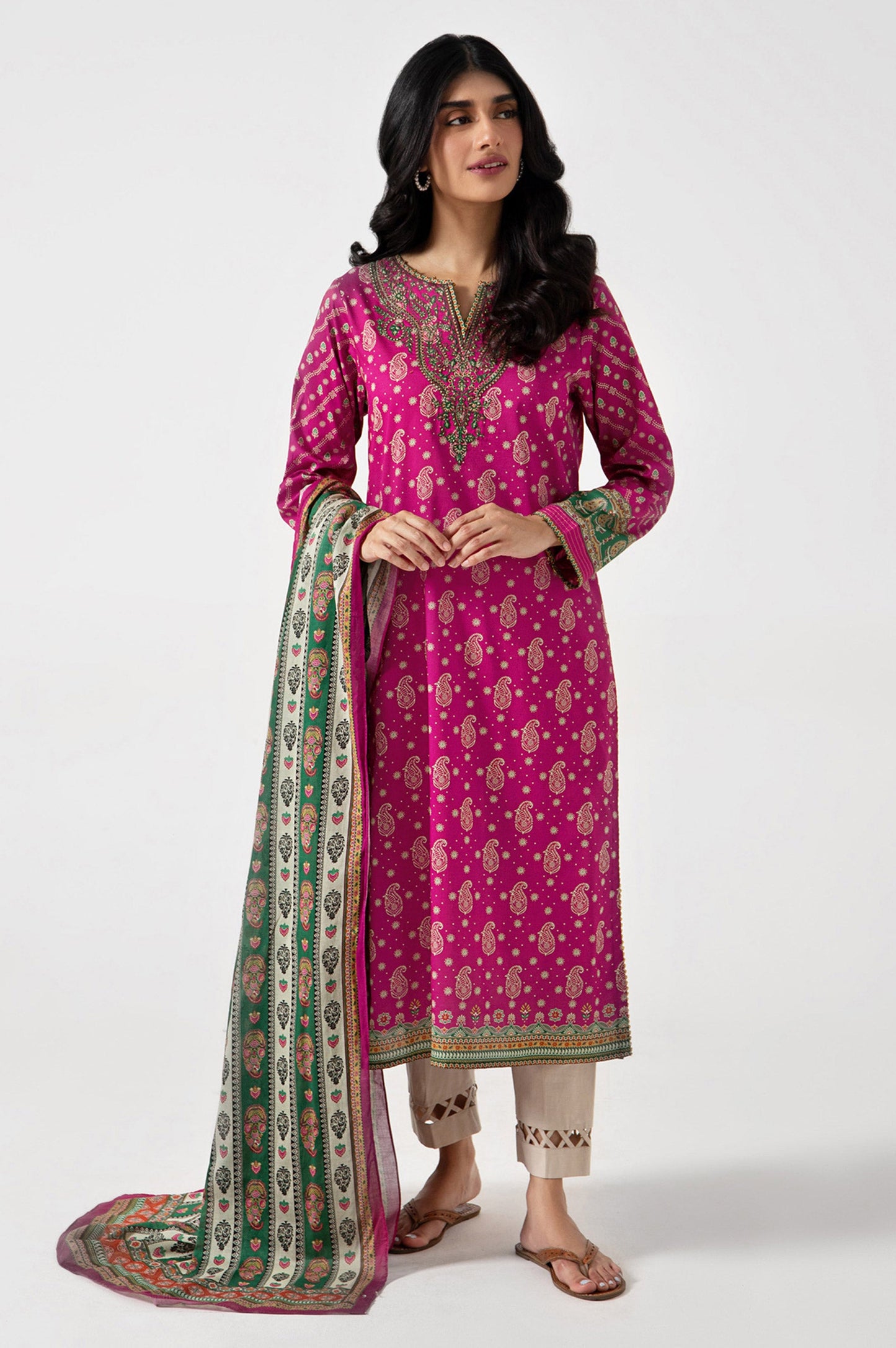 Unstitched 2 Piece Embroidered Lawn with Cotton Net Suit