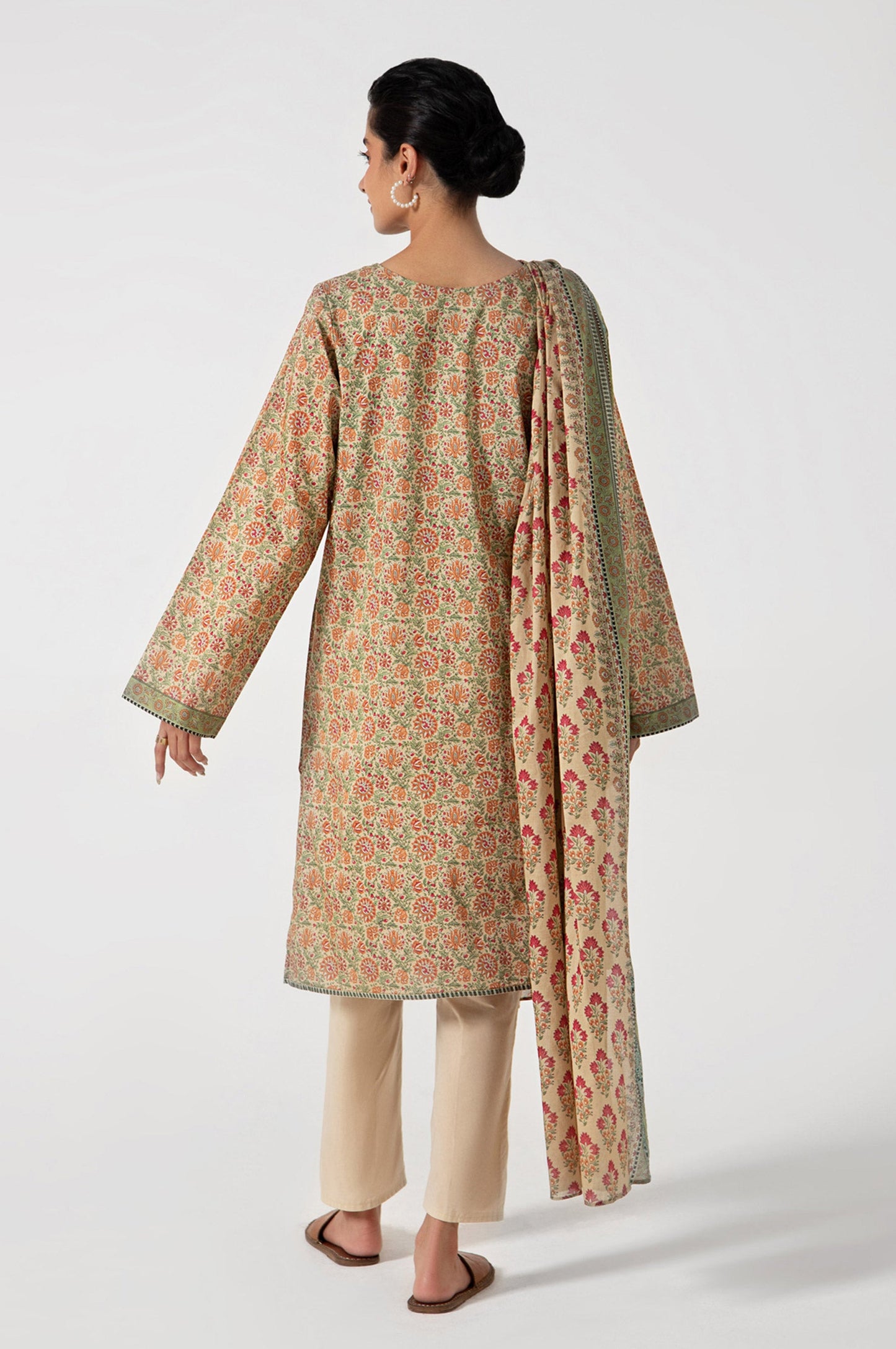 Stitched 2 Piece Embroidered Lawn with Cotton Net Suit