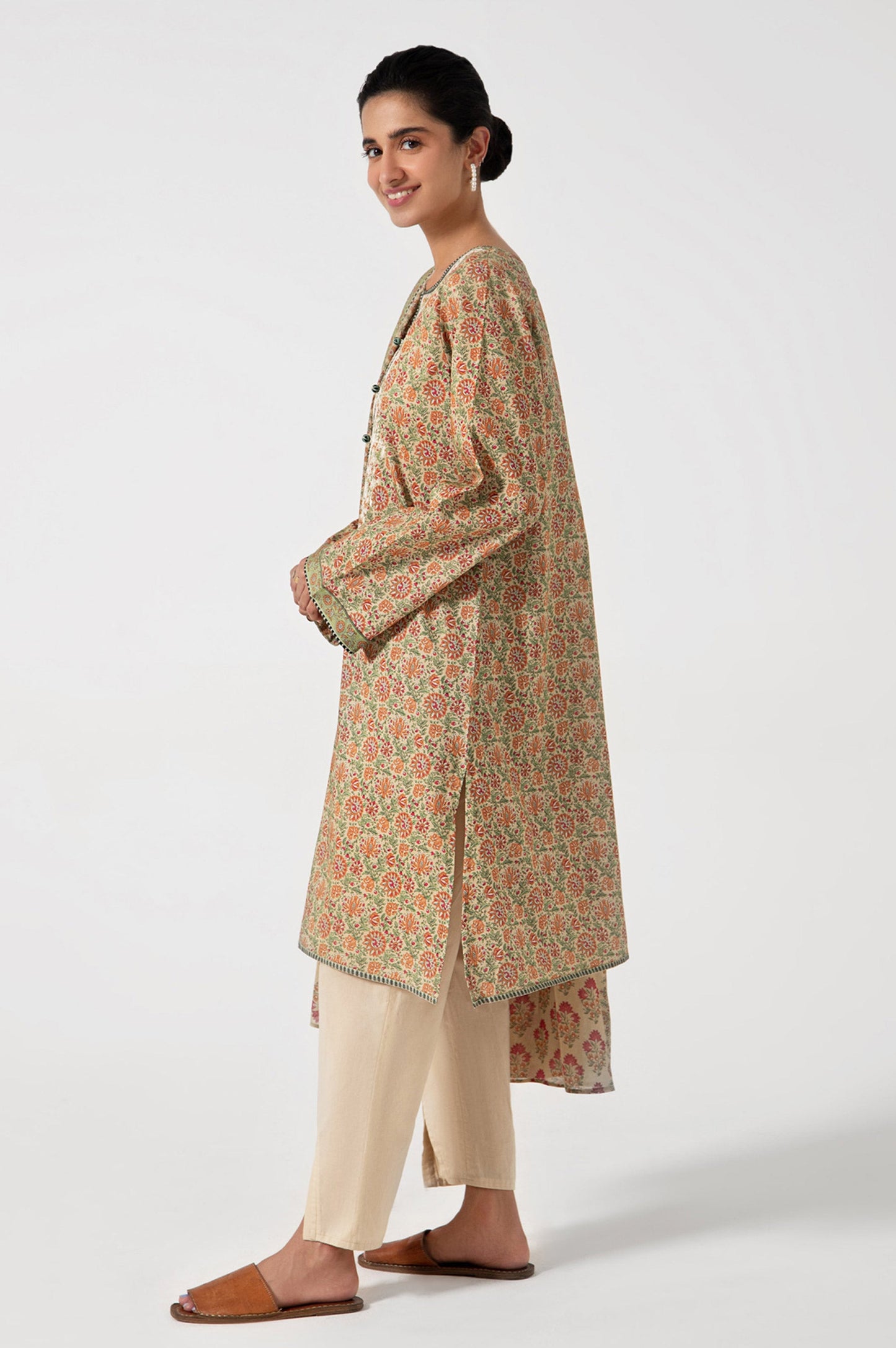 Stitched 2 Piece Embroidered Lawn with Cotton Net Suit