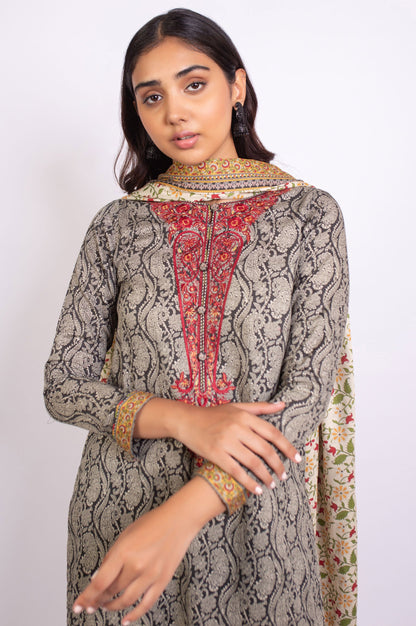 Unstitched 2 Piece Embroidered Cottel Suit