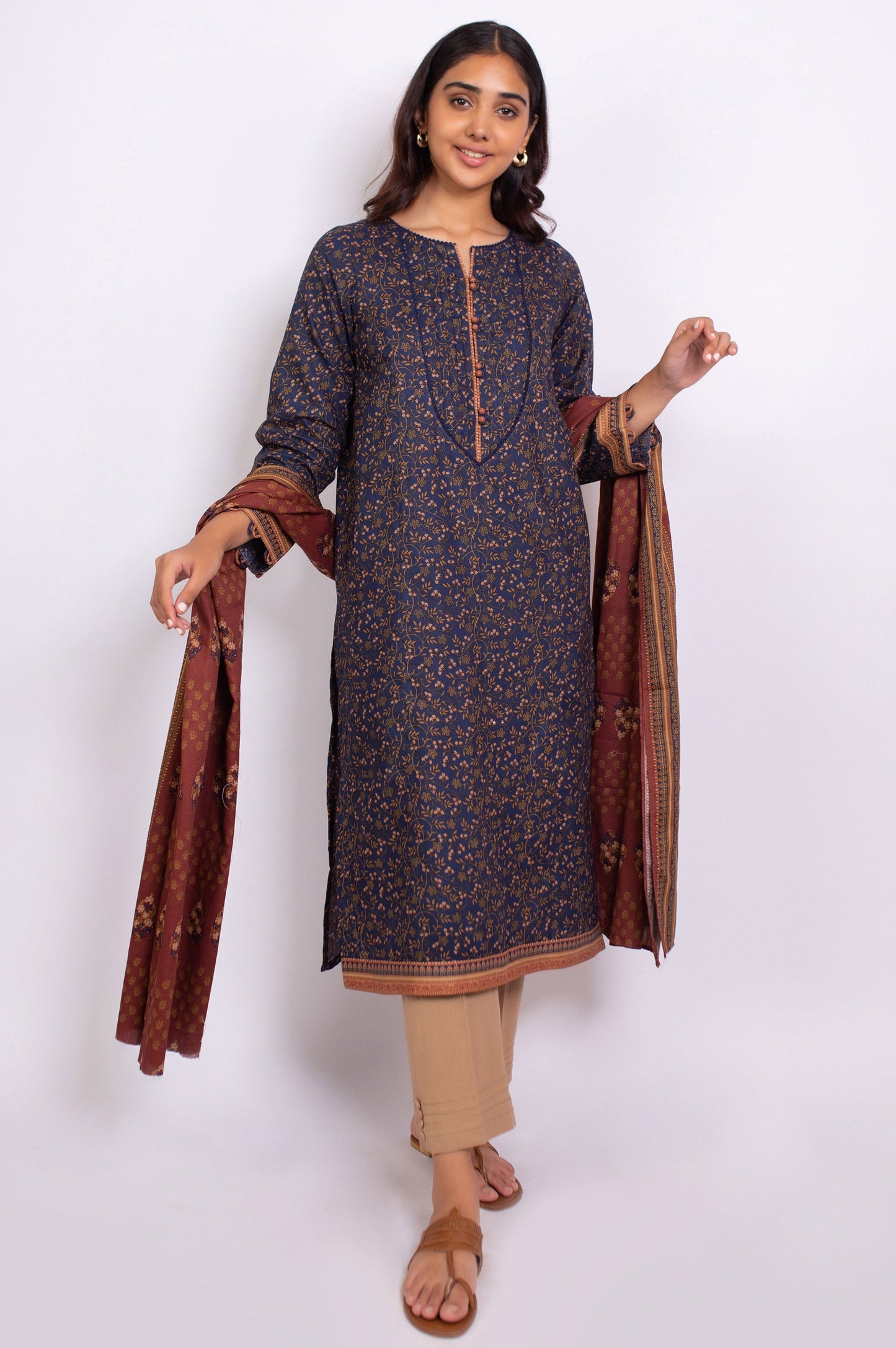Stitched 2 Piece Printed Cottel Suit