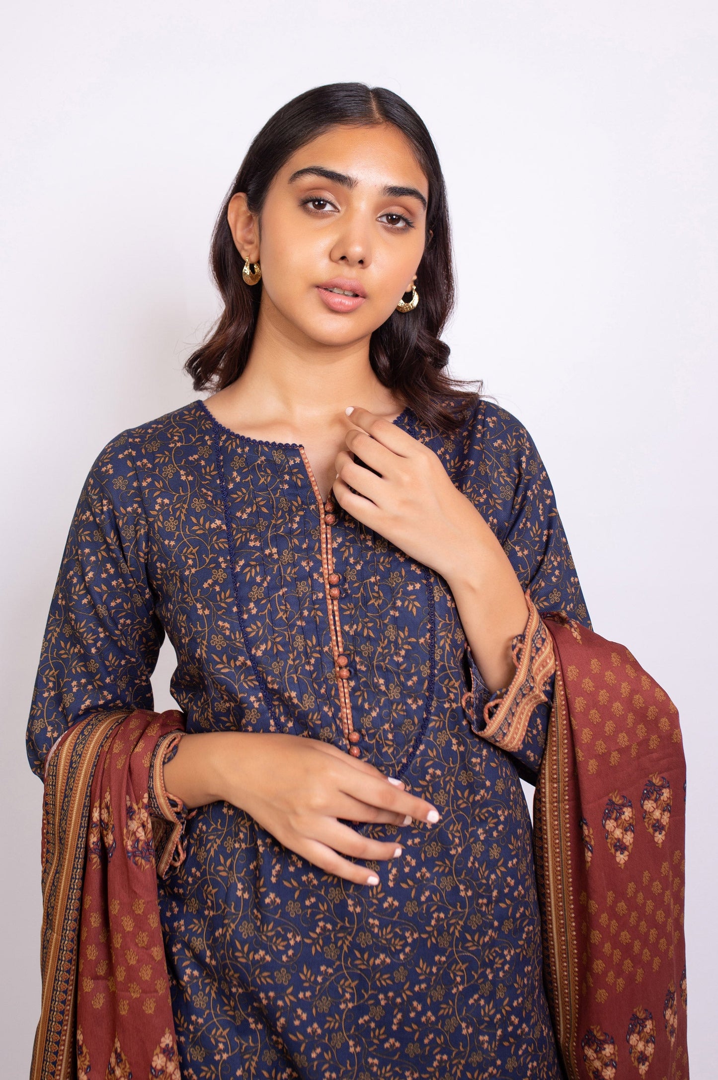 Stitched 2 Piece Printed Cottel Suit