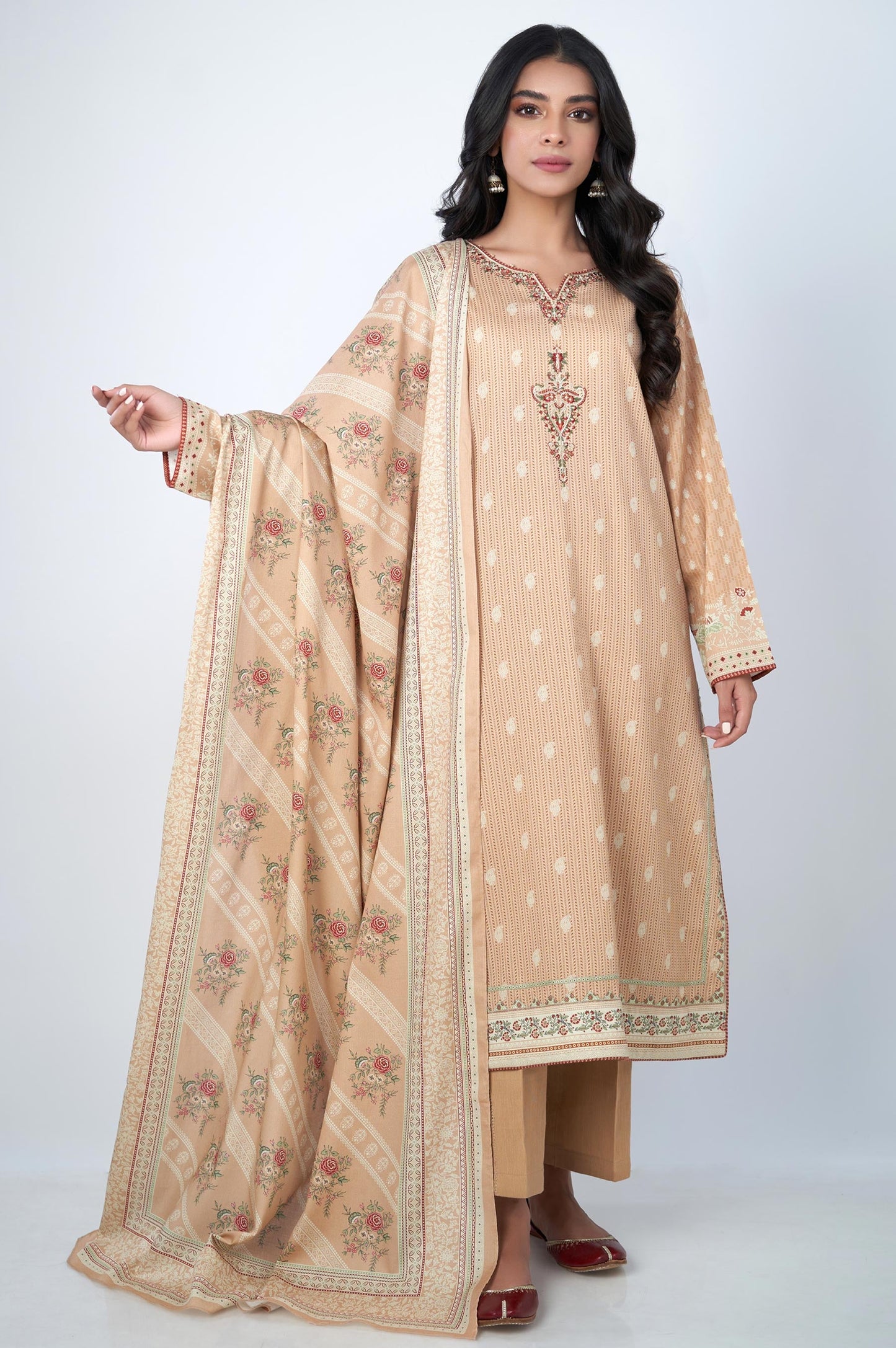 Stitched 2 Piece Embroidered Cottel Suit