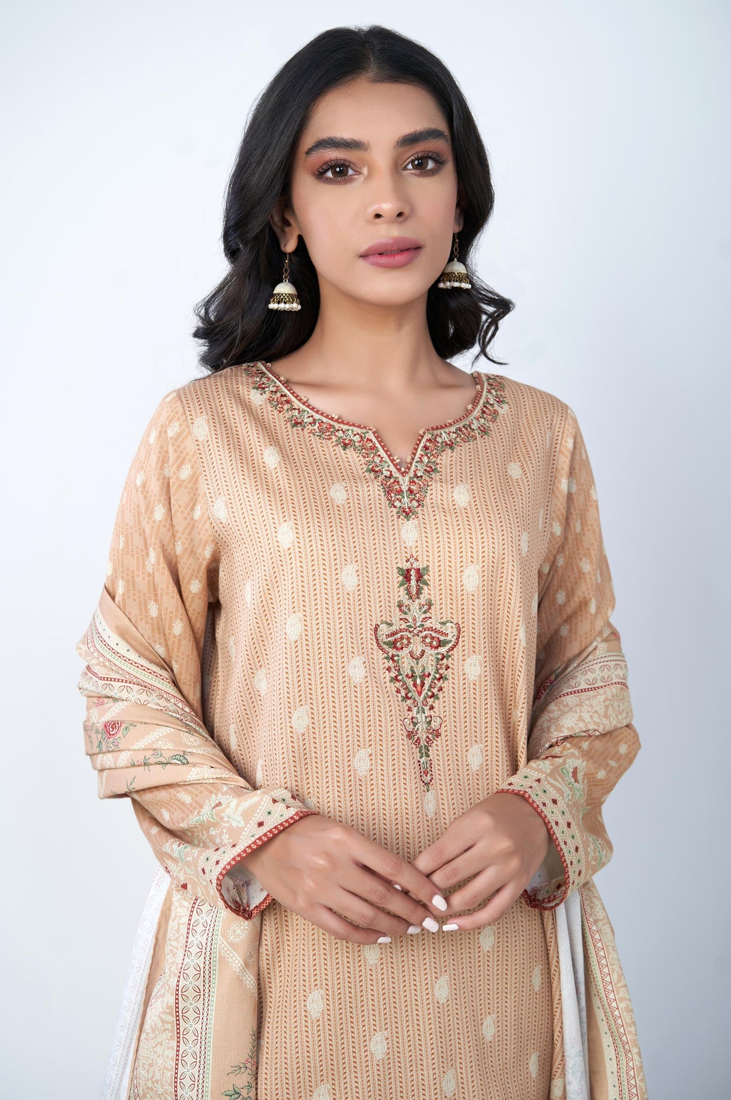 Unstitched 2 Piece Embroidered Cottel Suit