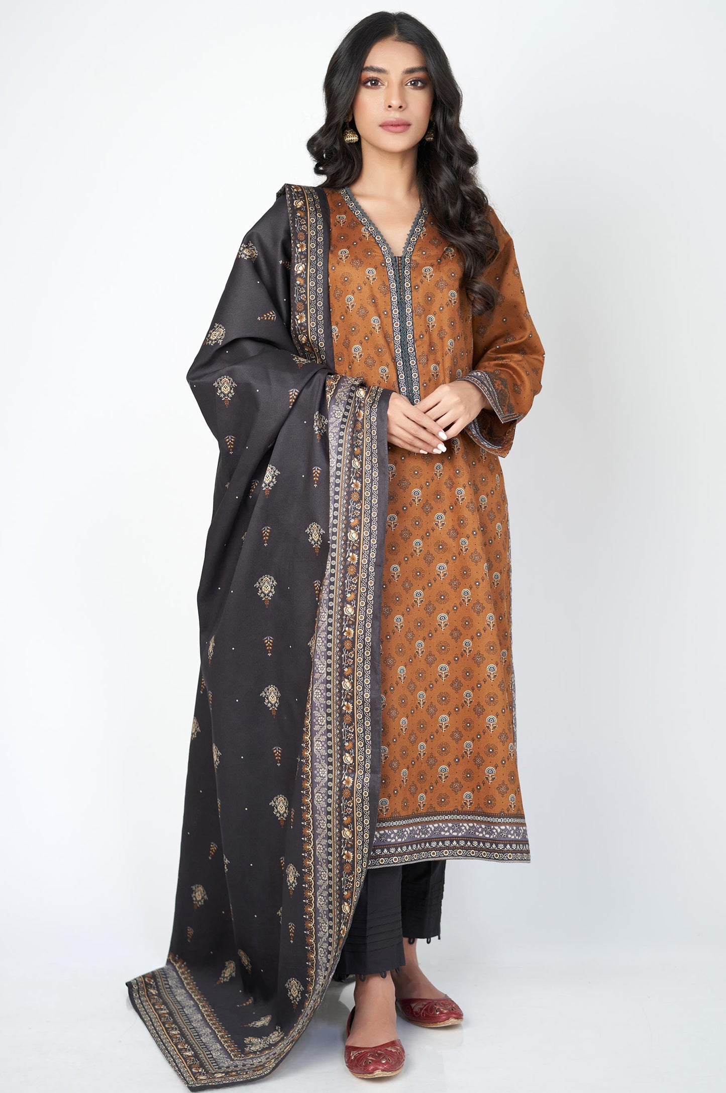 Unstitched 2 Piece Printed Cottel Suit