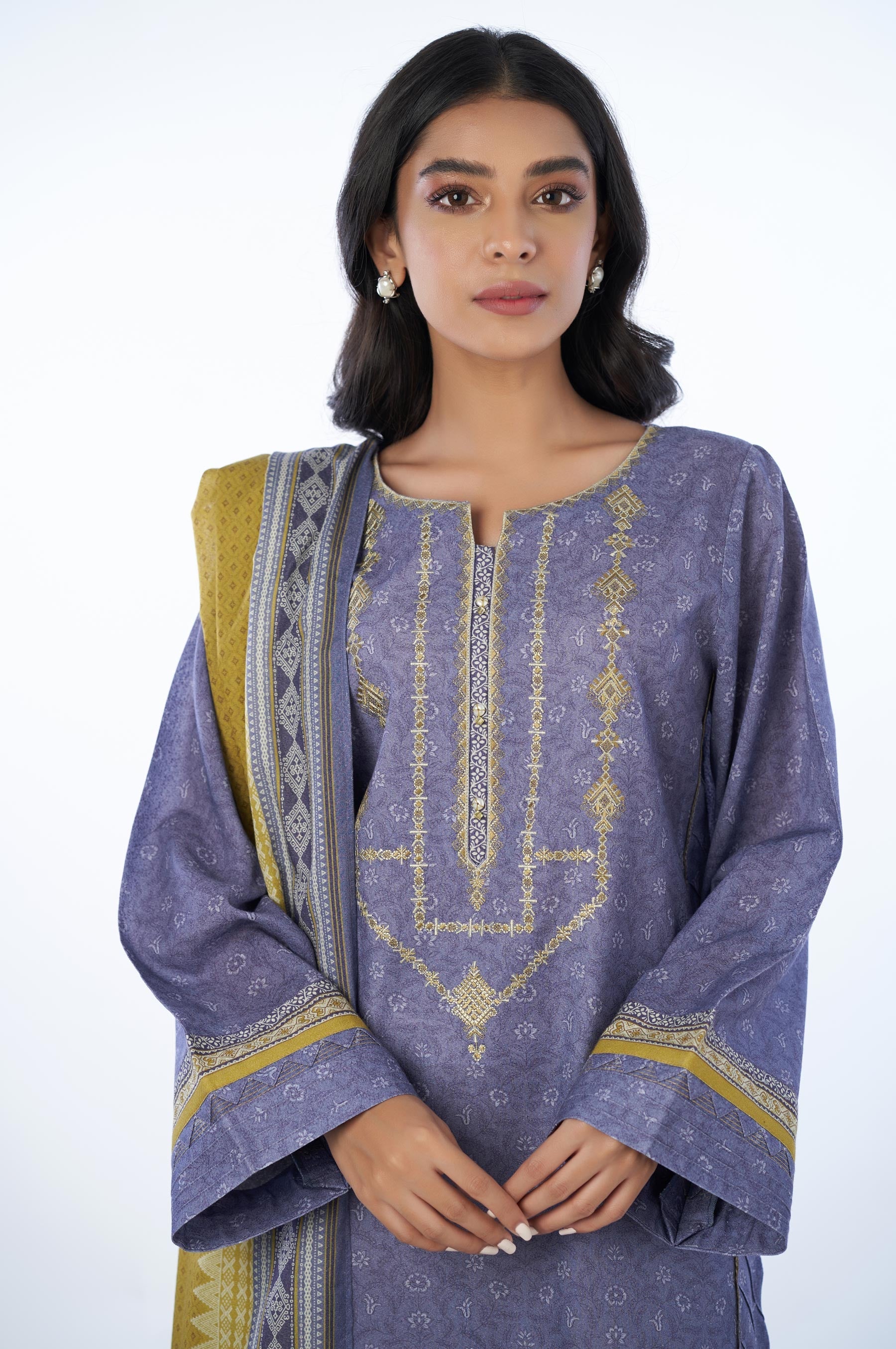 Unstitched 2 Piece Embroidered Karandi Suit