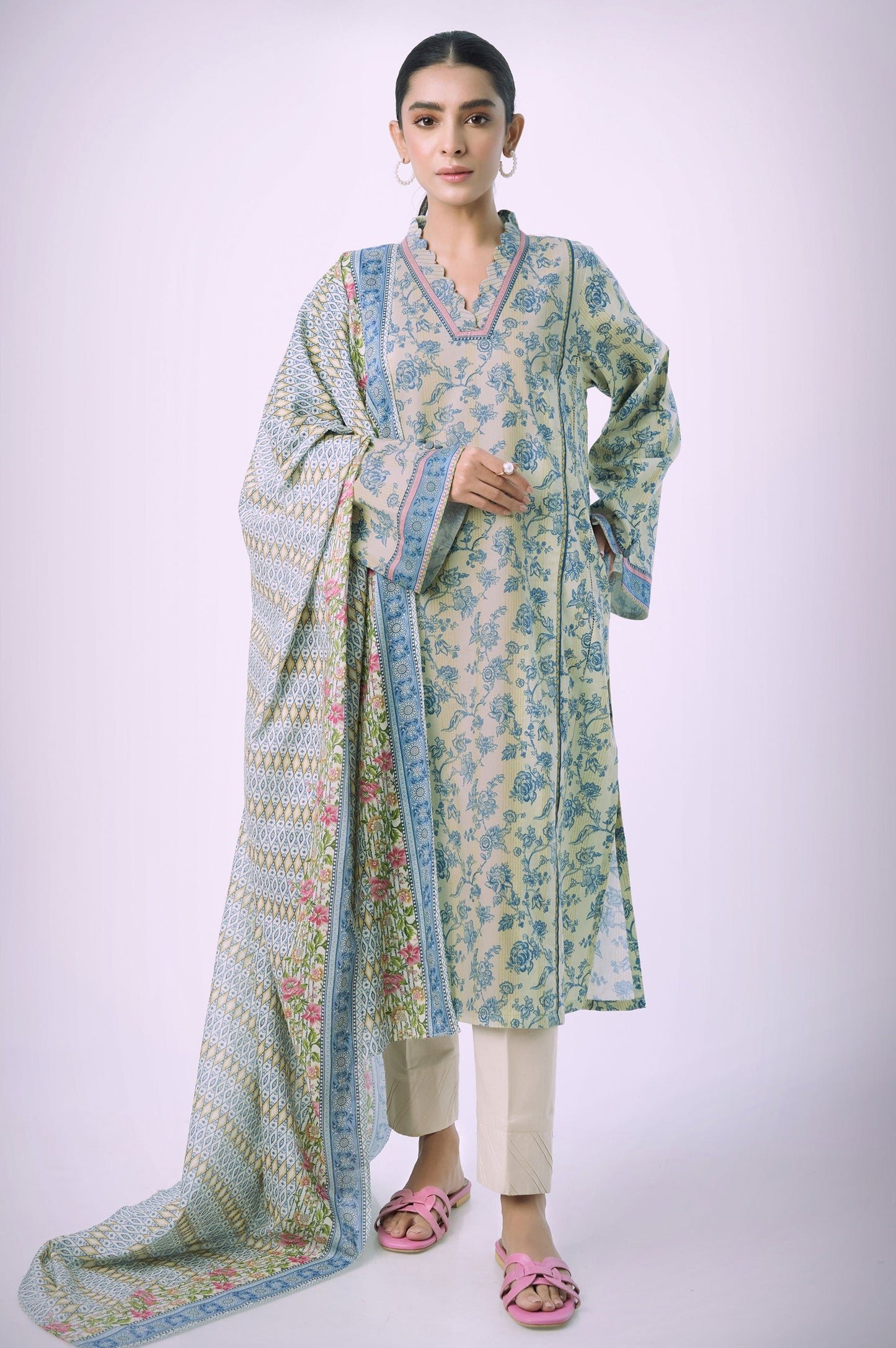 Unstitched 2 Piece Printed Lawn Suit