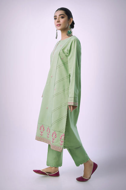 Stitched 2 Piece Embroidered Cambric Suit