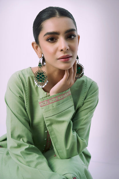 Stitched 2 Piece Embroidered Cambric Suit