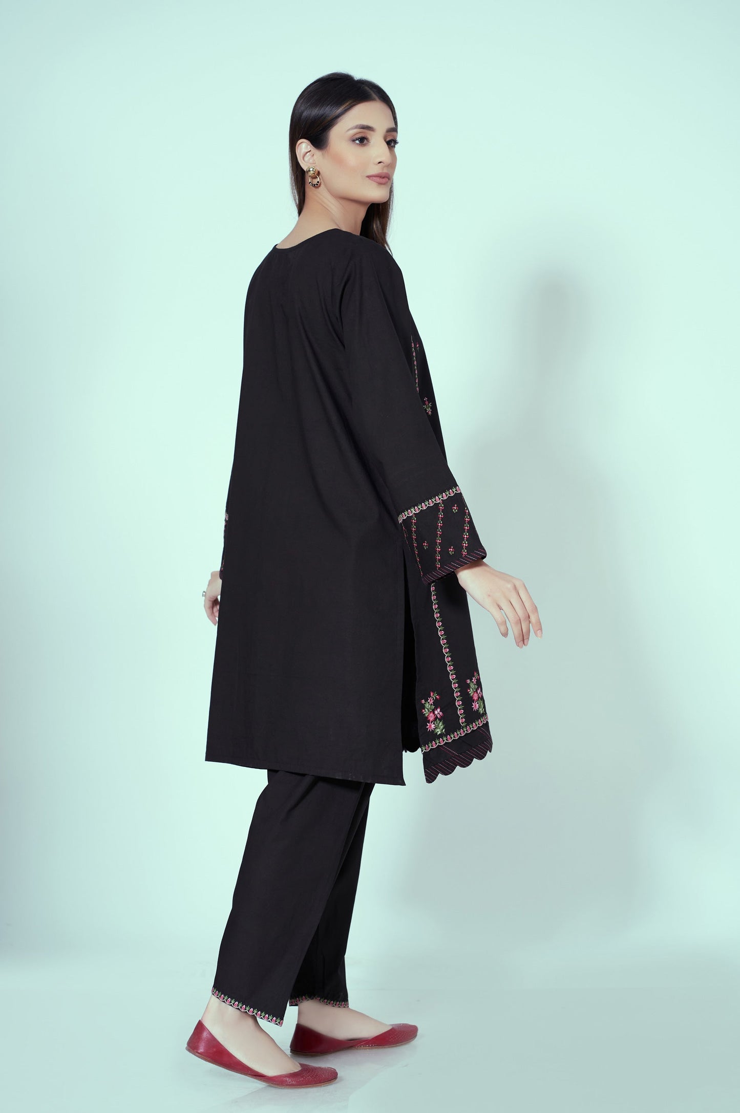 Stitched 2 Piece Embroidered Cambric Suit